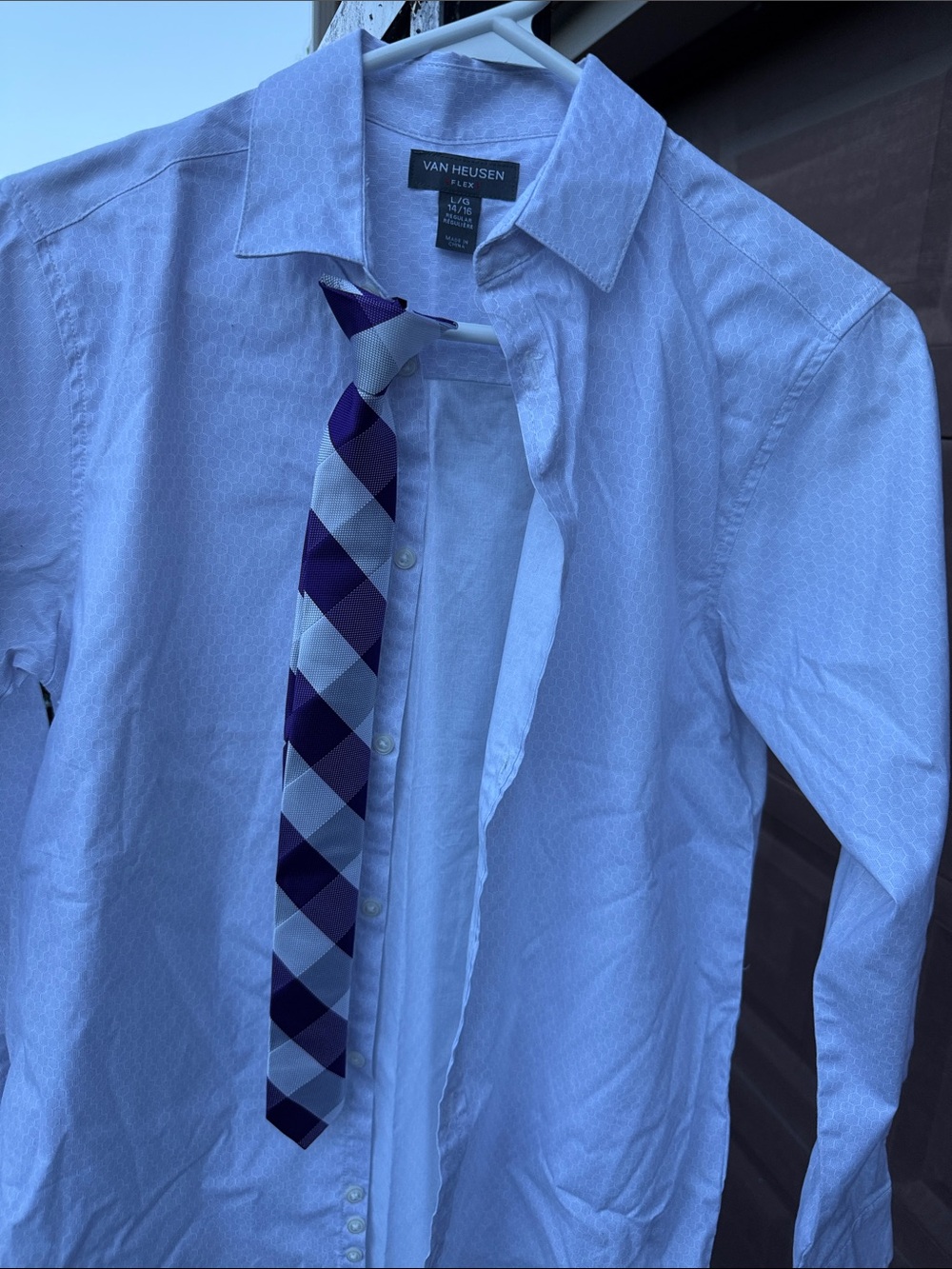 Van Heusen Boys Purple/White Textured Dress Shirt